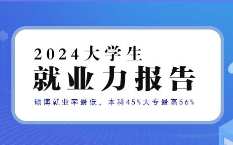 2024大学生就业力报告：硕博就业率最低，本科45%大专最高56%，73%想入“央国政”，自由职业&慢就业比例持续攀升